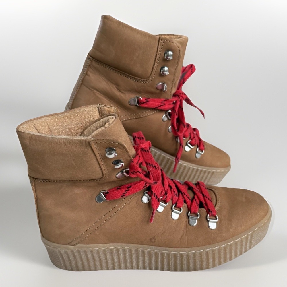 Anthropologie SHOE THE BEAR AGDA BOOTS 41 Tan Leather Honey Tan Laced Ties $210‎